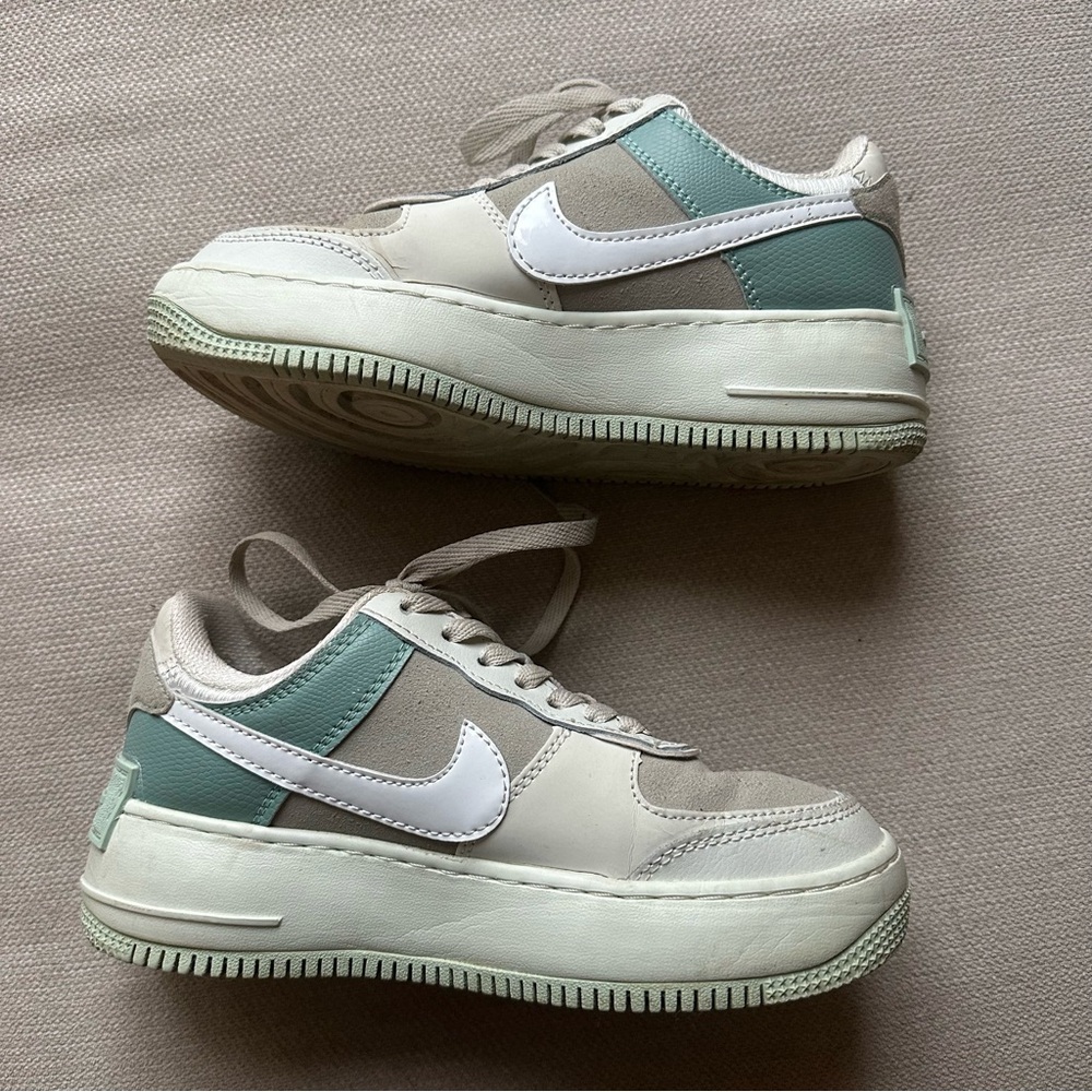 Nike Airforce 1 Sneakers in White and Teal